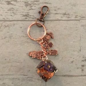 Handmade owl and your keychain copper color